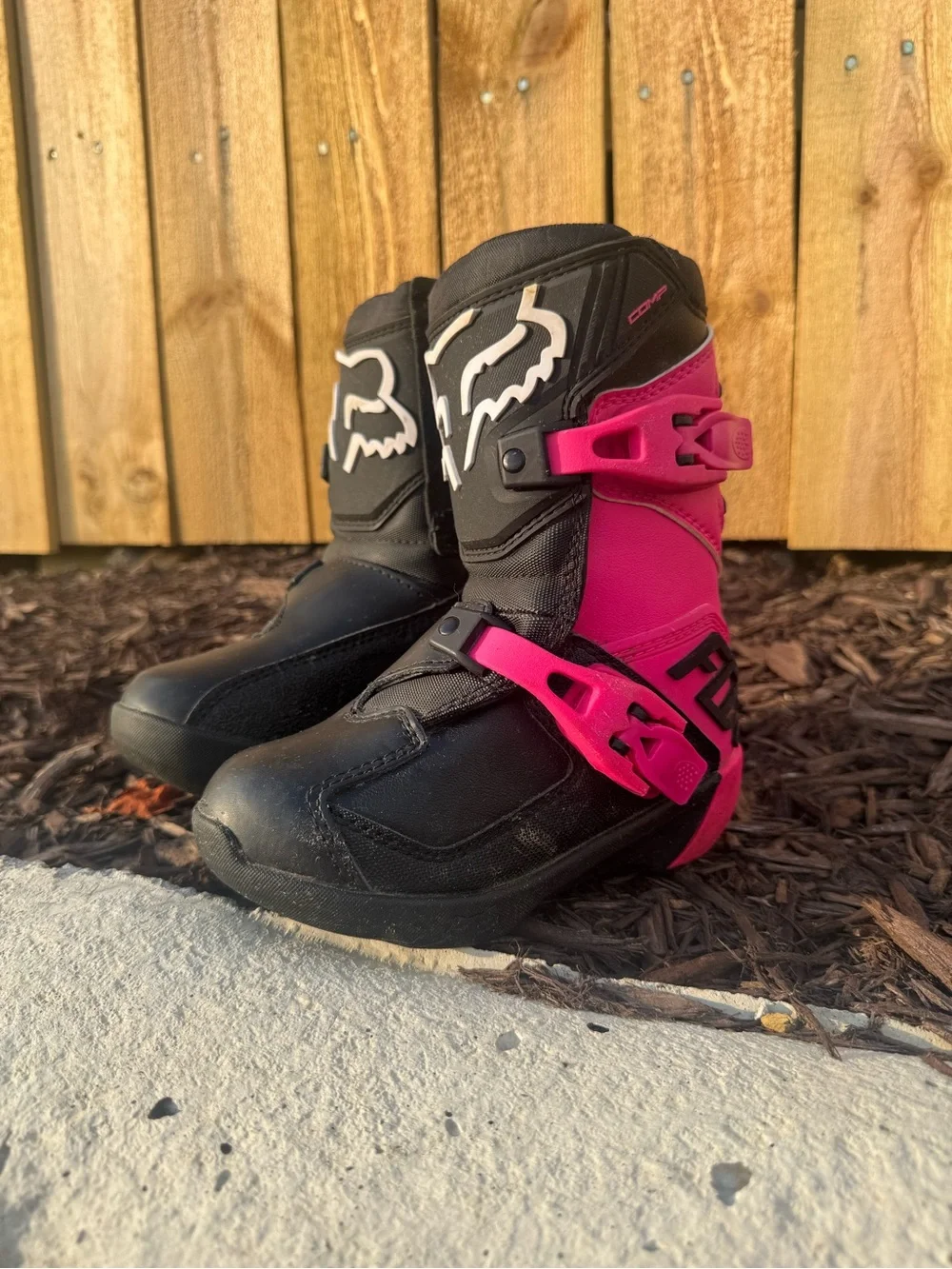 Fox Youth Black and Pink Motocross Boots
